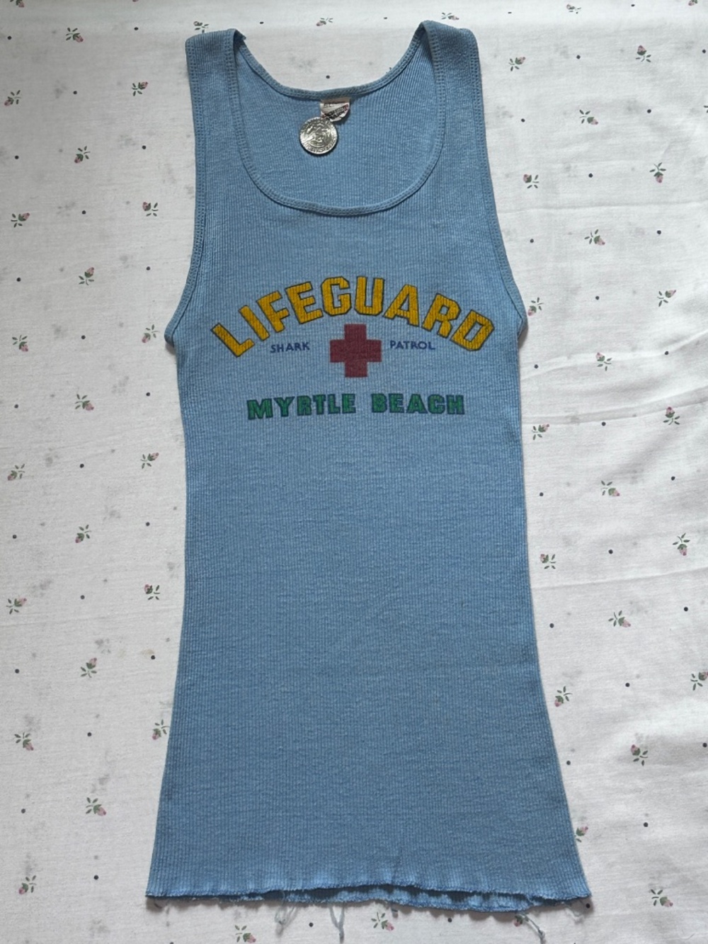 Vtg 80s Lifeguard Myrtle Patrol Ribbed Tank